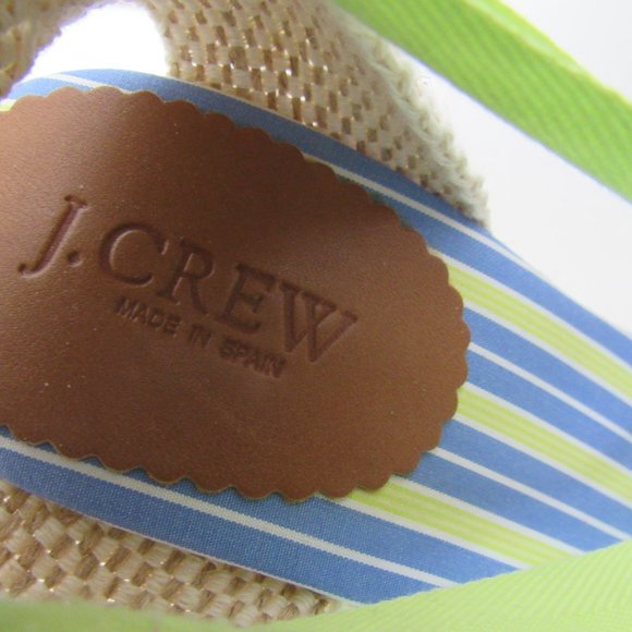 AK795_BK0001?hei=1700&crop=0,0  J Crew Lace-Up Espadrille Blue Green Stripes Sz 8